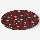 Assiettes En Carton Bison noir rouge Plaid Snowflake hiver Noël (Angle)