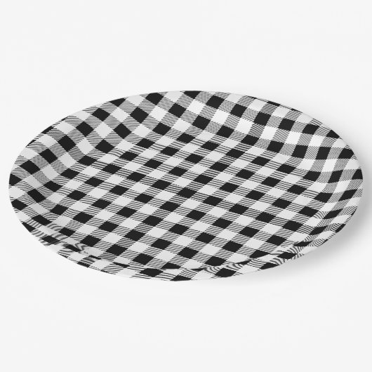 Assiettes En Carton Bison Plaid Black White Fall (Angle)
