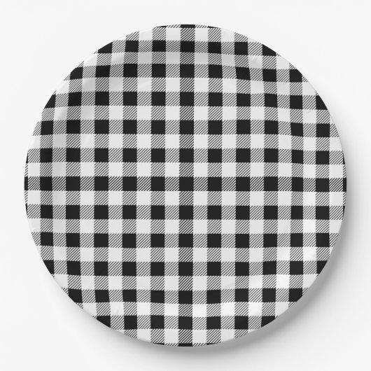 Assiettes En Carton Bison Plaid Black White Fall (Devant)