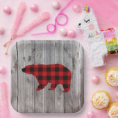 Assiettes En Carton bison plaid ours sauvage un 1er anniversaire fête (Fête)