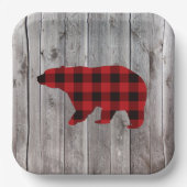 Assiettes En Carton bison plaid ours sauvage un 1er anniversaire fête (Recto)