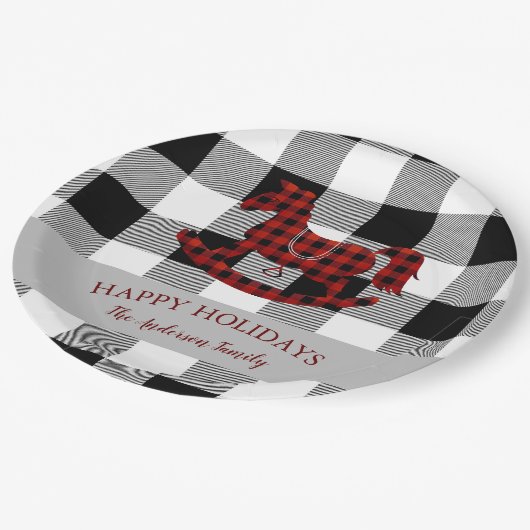Assiettes En Carton bison rustique plaid cheval rocking heureux vacanc (Angle)