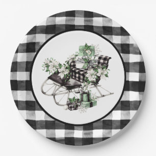 Assiettes En Carton Bison vert et noir - Chaussure et emballage