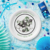 Assiettes En Carton Bison vert et noir - Chaussure et emballage (Fête)