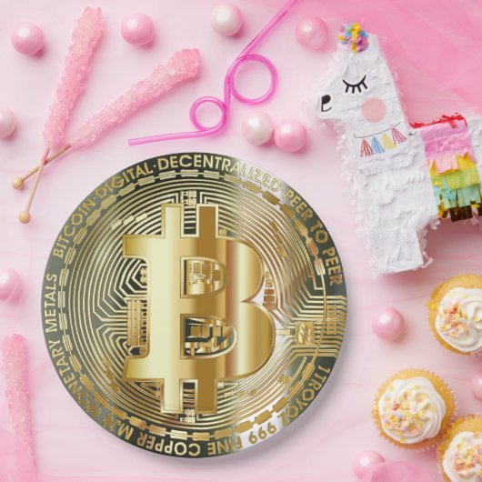 Assiettes En Carton Bitcoin (Fête)