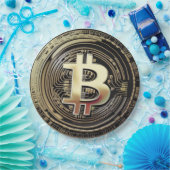 Assiettes En Carton Bitcoin doré (Fête)