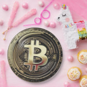 Assiettes En Carton Bitcoin doré (Fête)