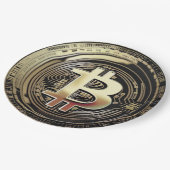 Assiettes En Carton Bitcoin doré (Angle)