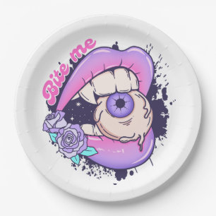 Assiettes En Carton Bite Me Rose Halloween Lièvres