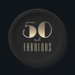 Assiettes En Carton Black and Gold 50e anniversaire<br><div class="desc">50 et Fabulous Birthday Party Black Gold Luxury Paper Plate,  en combinaison de couleurs chic et tendance : noir & or. Profitez et fêtez votre 50ème anniversaire avec ce design minimaliste,  élégant et adorable.</div>
