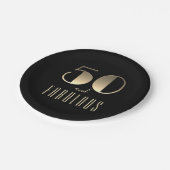 Assiettes En Carton Black and Gold 50e anniversaire (Angle)