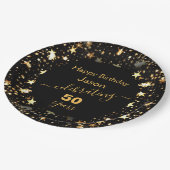 Assiettes En Carton Black and Gold 50th Birthday Parties scintillant S (Angle)