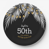Assiettes En Carton Black and Gold 50th Birthday Party (Devant)