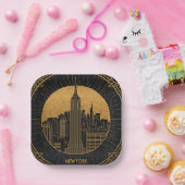 Assiettes En Carton Black and Gold Art Deco (Fête)