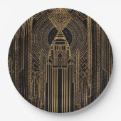 Assiettes En Carton Black and Gold Art Deco Paper Napkin (Devant)