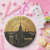 Assiettes En Carton Black and Gold Art Deco Paper Napkins (Fête)