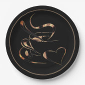 Assiettes En Carton Black And Gold Coffee Love (Devant)