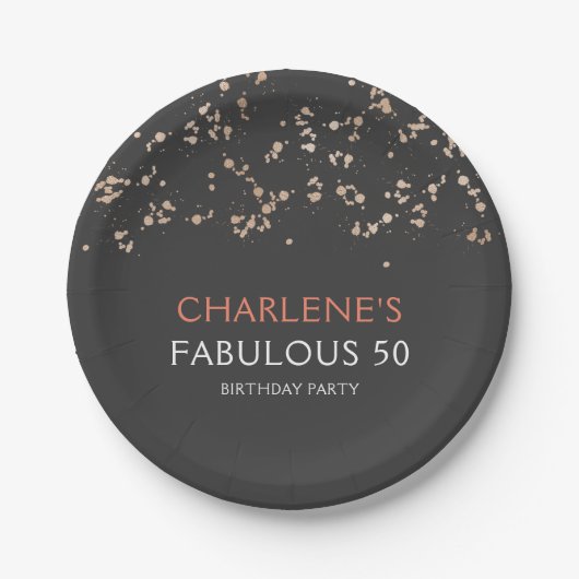 Assiettes En Carton Black and Gold Girly Fabuleux 50 Anniversaire (Devant)