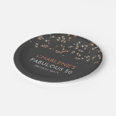 Assiettes En Carton Black and Gold Girly Fabuleux 50 Anniversaire (Angle)