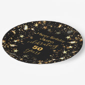 Assiettes En Carton Black and Gold Parties scintillant 50e fête d'anni (Angle)