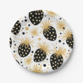 Assiettes En Carton Black and Gold Strawberry Pattern (Devant)