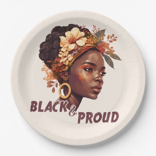 Assiettes En Carton Black and proud (Devant)