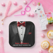 Assiettes En Carton Black and Red Tuxedo Birthday Event (Fête)