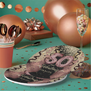 Assiettes En Carton Black and Rose Gold Parties scintillant 50e annive