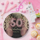 Assiettes En Carton Black and Rose Gold Parties scintillant 50e annive (Fête)