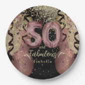 Assiettes En Carton Black and Rose Gold Parties scintillant 50e annive (Devant)