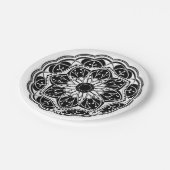 Assiettes En Carton Black and white floral mandala round (Angle)