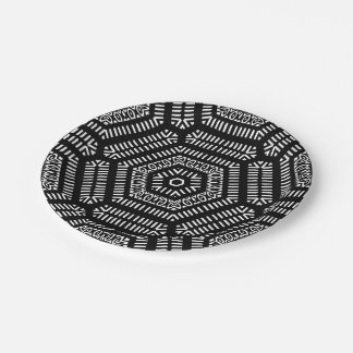 Assiettes En Carton Black And White Modern Mudcloth Paper Plate
