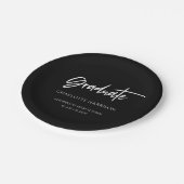 Assiettes En Carton Black and White Modern Script Graduation Party (Angle)