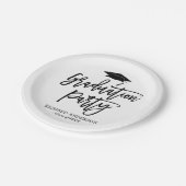 Assiettes En Carton Black and White Modern Script Graduation Party (Angle)