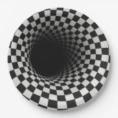Assiettes En Carton Black and White Optical Illusion Tunnel (Devant)