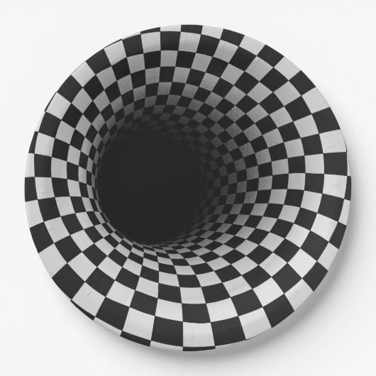 Assiettes En Carton Black and White Optical Illusion Tunnel (Devant)