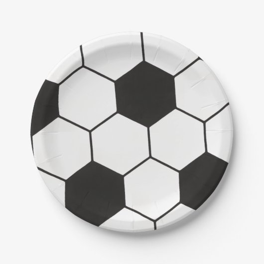 Assiettes En Carton Black And White Soccer Ball Geometric Pattern (Devant)