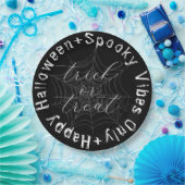 Assiettes En Carton Black and White Spider Web Modern Happy Halloween (Fête)