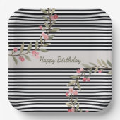 Assiettes En Carton Black And White Stripe Square (Recto)
