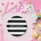 Assiettes En Carton Black and White Striped (Fête)