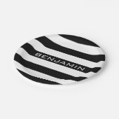 Assiettes En Carton Black and White Striped (Angle)