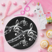 Assiettes En Carton Black and White Treble Clef (Fête)