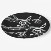 Assiettes En Carton Black and White Treble Clef (Angle)