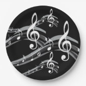 Assiettes En Carton Black and White Treble Clef (Devant)