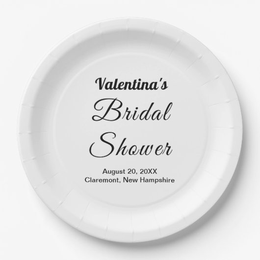Assiettes En Carton Black and White Typography Bridal Shower (Devant)