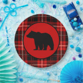 Assiettes En Carton Black Bear Red Plaid (Fête)