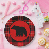 Assiettes En Carton Black Bear Red Plaid (Fête)