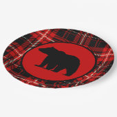 Assiettes En Carton Black Bear Red Plaid (Angle)