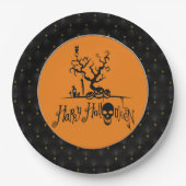 Assiettes En Carton Black Boarder Happy Halloween Grave Yard (Devant)