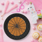 Assiettes En Carton Black Boarder Spider Web Black Spider Halloween (Fête)